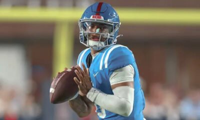 Ole Miss Rebels quarterback Trinidad Chambliss looking to pass against the Florida Gators