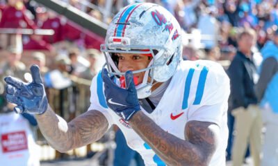 Ole Miss Rebels wide receiver Harrison Wallace in the Egg Bowl game against the Mississippi State Bulldogs