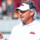 Ole Miss Rebels coach Lane Kiffin on the sidelines against the Mississippi State Bulldogs