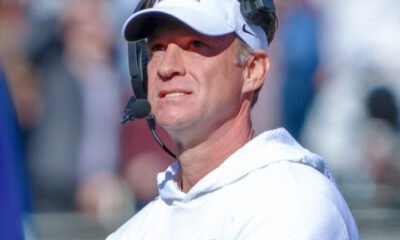 Ole Miss Rebels coach Lane Kiffin on the sidelines against the Mississippi State Bulldogs