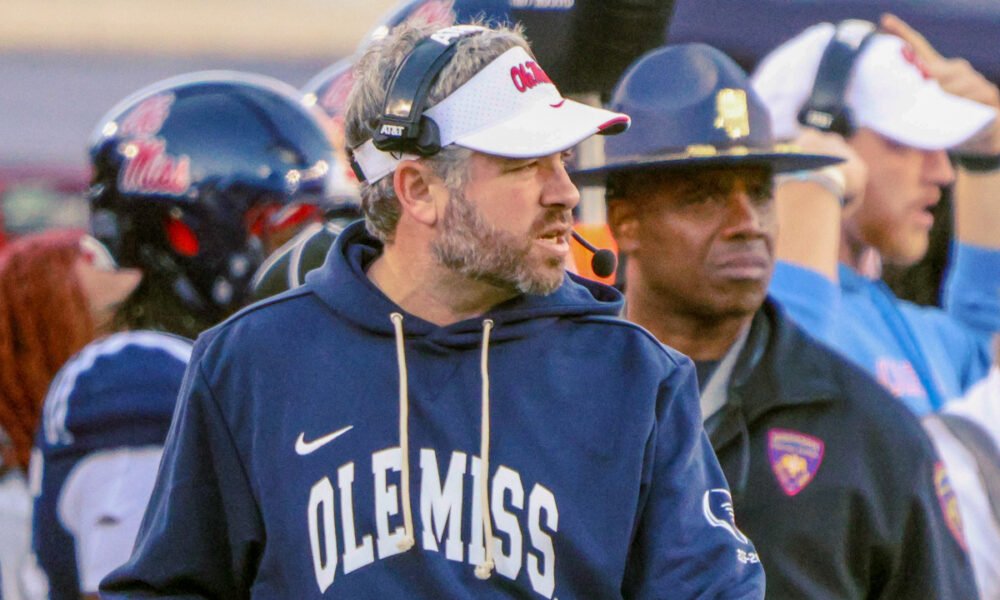 Ole Miss Rebels coach Pete Golding on the sidelines during College Football Playoff game against the Tulane Green Wave