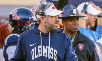 Ole Miss Rebels coach Pete Golding on the sidelines during College Football Playoff game against the Tulane Green Wave