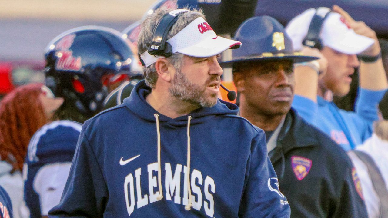 Ole Miss Rebels coach Pete Golding on the sidelines during College Football Playoff game against the Tulane Green Wave