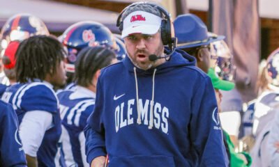 Ole Miss Rebels coach Pete Golding on the sidelines during College Football Playoff game against the Tulane Green Wave