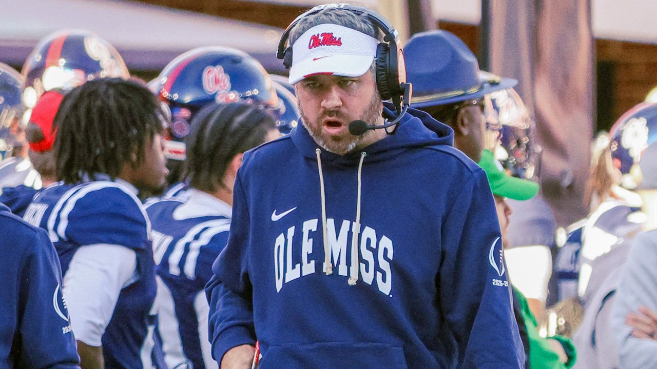 Ole Miss Rebels coach Pete Golding on the sidelines during College Football Playoff game against the Tulane Green Wave