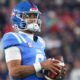 Ole Miss Rebels quarterback warming up before game against the Miami Hurricanes