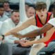 Ole Miss Rebels guard Eduardo Klafke makes a pass in game with the Mississippi State Bulldogs