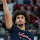 Ole Miss Rebels guard Patton Pinkins during warmups before game with the Mississippi State Bulldogs