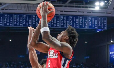 Ole Miss guard AJ Storr puts up one of his 14 field goals during a 72-63 loss to Kentucky