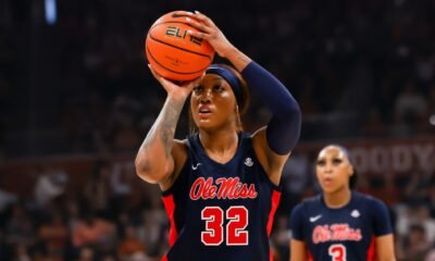 Ole Miss senior guard Cotie McMahon lines up a free throw attempt in Sunday's game against No. 2 Texas. | Ole Miss Athletics
