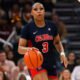 Ole Miss senior Kaitlin Peterson dribbles the ball during the Rebels' game against Texas. | Ole Miss Athletics