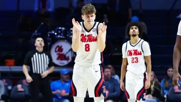 Ole Miss Men's Basketball during the game against Arkansas at The SJB Pavilion at Ole Miss in Oxford, MS on January 7, 2026. | Photo by Hailey Austin/Ole Miss Athletics.