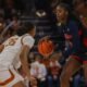 Ole Miss guard Sira Thienou in action against Texas in Sunday's SEC game. | Ole Miss Athletics