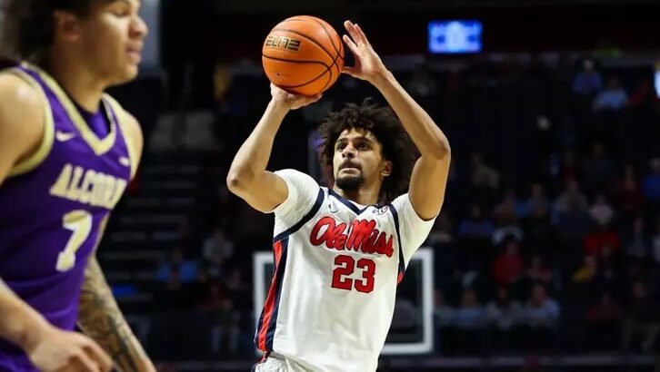 Ole Miss Men's Basketball during the game against Alcorn State at The SJB Pavilion at Ole Miss in Oxford, MS on December 29, 2025. | Photo by Hailey Austin/Ole Miss Athletics.