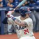 Ole Miss Rebels Austin Fawley waiting on a pitch against Nevada