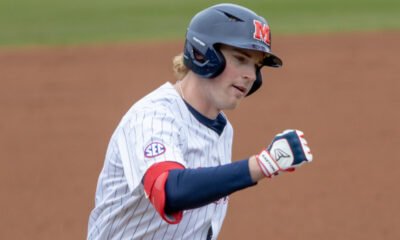 Ole Miss Rebels Daniel Pacella after hitting homer