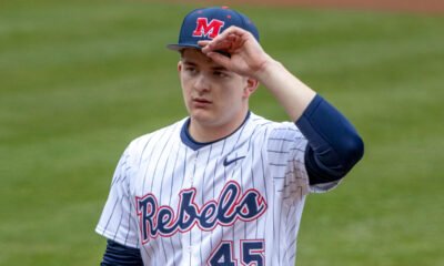 Ole Miss Rebels pitcher Will Libbert on mound against Nevada