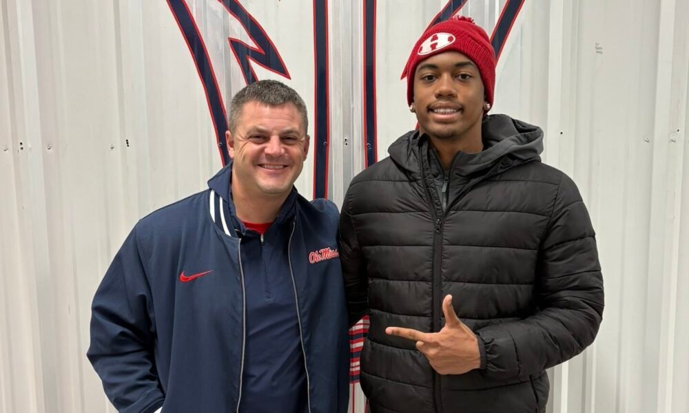 Ole Miss assistant head coach Jake Schoonover and Halls safety Jarrell Chander. | Jarrell Chandler/X