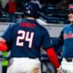 Ole Miss left fielder Brett Moseley arrives at home plate after hitting the first home run of the season for the Rebels against Nevada on Friday night. | Ole Miss Athletics