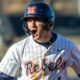 Ole Miss junior Brayden Randle reacts after reaching base safely against Missouri State. | Dylan Cohron/HottyToddy.com