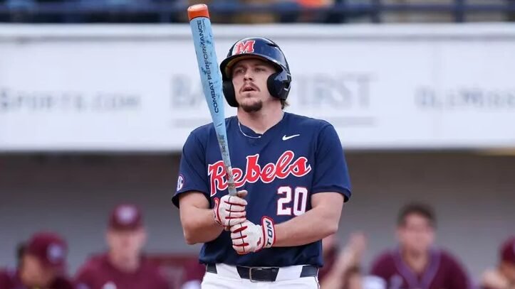 Ole Miss designated hitter Collin Reuter prepares for an at-bat against Missouri State on Friday. | Ole Miss Athletics