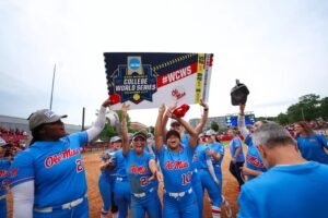Ole Miss softball players celebrate their trip to the Women's College World Series. | Ole Miss Athletics