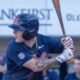 Ole Miss second baseman Dom Decker waits for a pitch during game one of Friday's double-header against Evansville. | Dylan Cohron-HottyToddy.com Images
