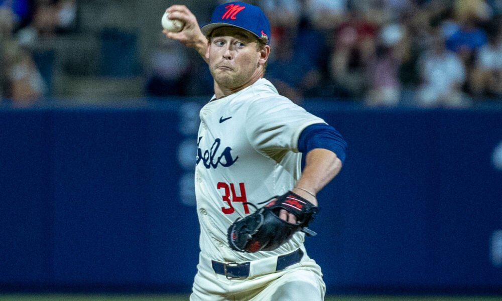 Ole Miss pitcher Landon Waters against then-No. 15 Kentucky. | Dylan Cohron, HottyTodday.com Images