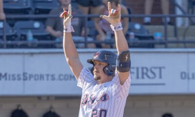 Ole Miss' Collin Reuter crosses home plate in a SEC game against Kentucky. | Dylan Cohron, HottyToddy.com Images