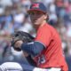 Ole Miss pitcher Hudson Calhoun started Saturday's game against Mississippi State at Swayze Field. | Dylan Cohron, HottyToddy.com Images