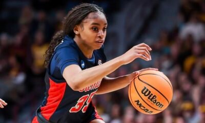 Ole Miss guard Tianna Thompson drives the lane against Minnesota in a second round NCAA Tournament game. | Ole Miss Athletics