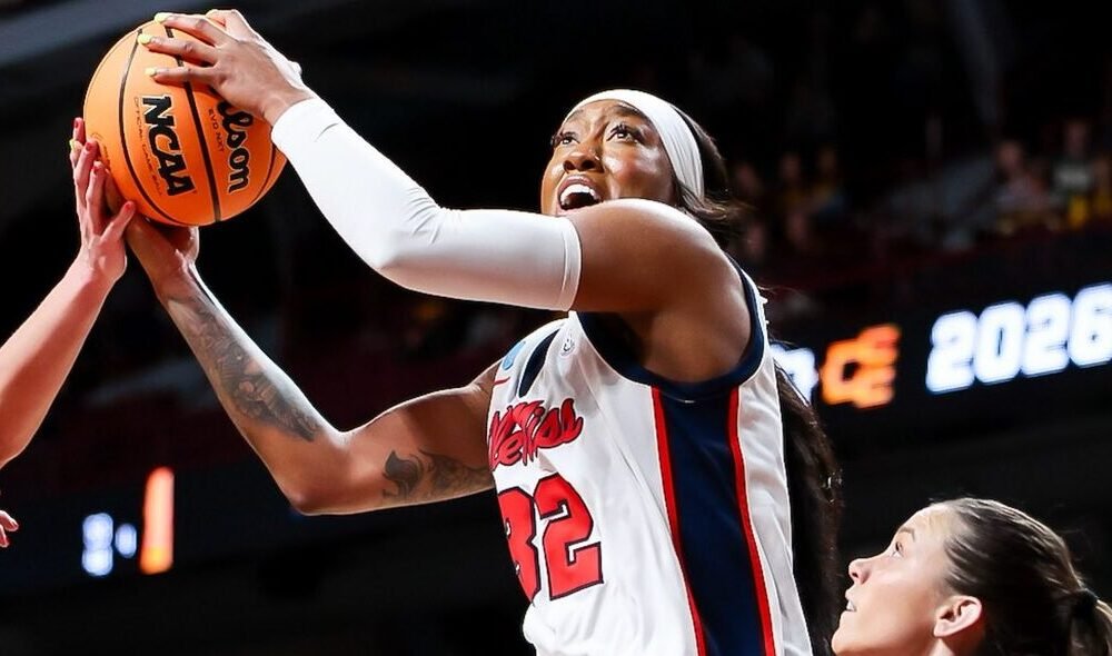 Ole Miss senior Cotie McMahon goes for a layup in a NCAA Tournament game against Gonzaga in Minneapolis, Minn. | Ole Miss Athletics
