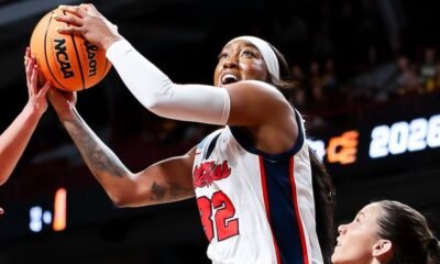 Ole Miss senior Cotie McMahon goes for a layup in a NCAA Tournament game against Gonzaga in Minneapolis, Minn. | Ole Miss Athletics