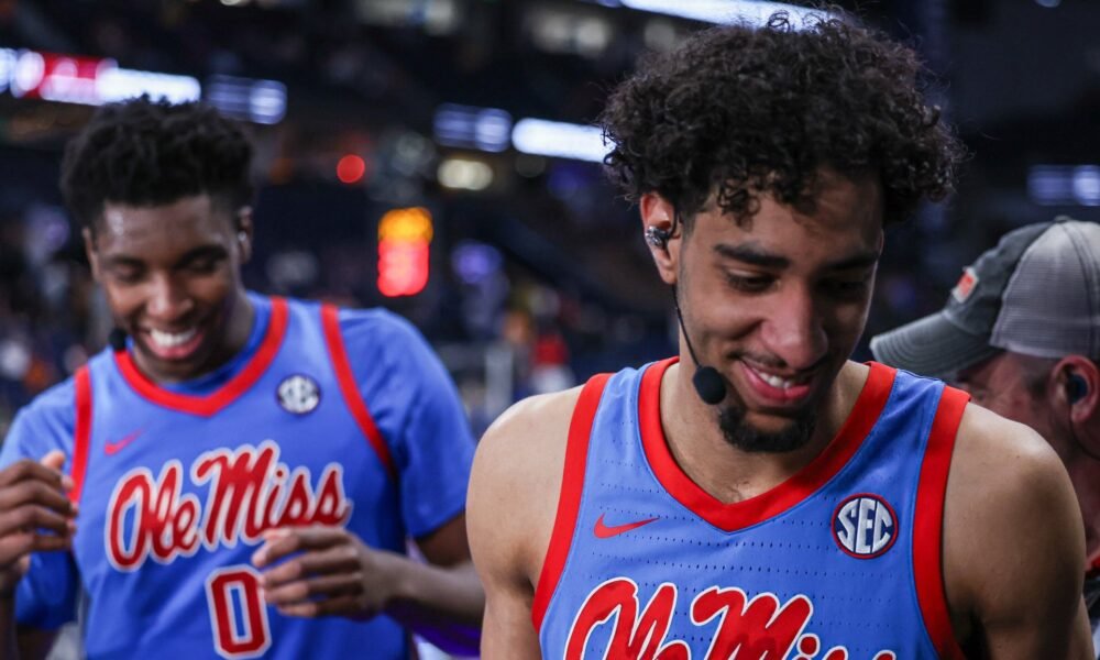 Ole Miss guard Ilias Kamardine and forward Malik Dia arrive for live interviews on SEC Network. | Ole Miss Athletics