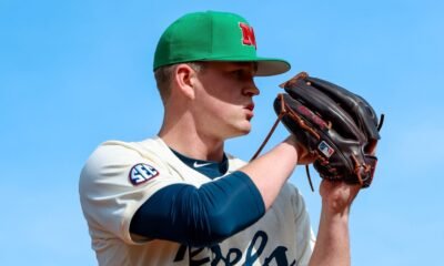 Ole Miss pitcher Owen Kelly warms up before a midweek game against Austin Peay. | Ole Miss Athletics