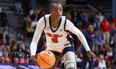 Ole Miss' Sira Thiennou dribbles the ball in a first round NCAA tournament game against Gonzaga. | Ole Miss Athletics