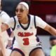 Ole Miss senior Kaitlin Peterson guards a Gonzaga player in a NCAA Tournament first-round game. | Ole Miss Athletics