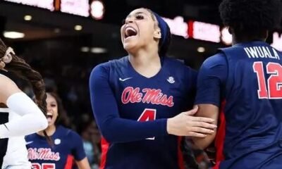 Ole Miss senior forward Jayla Murray reacts after a playing against Vanderbilt in the SEC Tournament on Friday. | Ole Miss Athletics