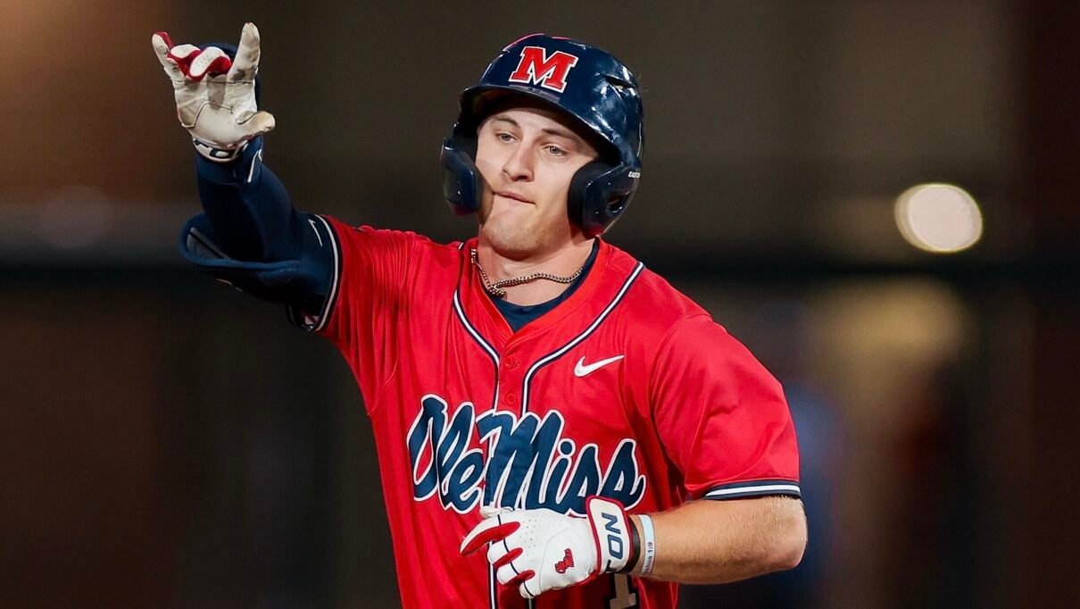 Ole Miss shortstop Brayden Randle rounds the bases after his two-run home run against No. 21 Florida. | Ole Miss Athletics