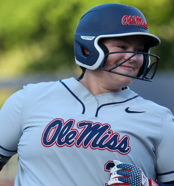 Ole Miss freshman Madi George had plenty to smile about after setting a new single-season freshman home run record against North Alabama. | Ole Miss Athletics