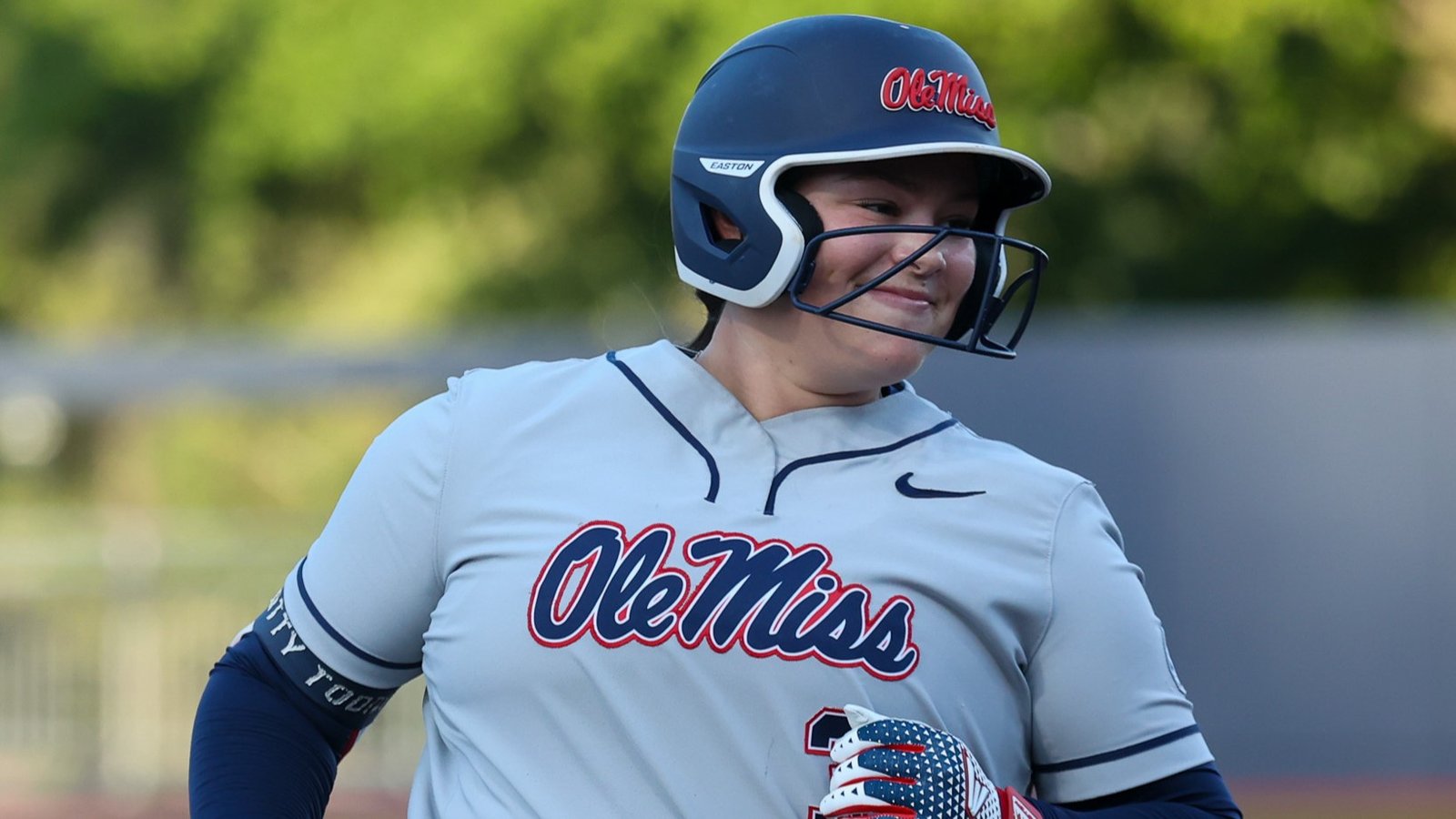 Ole Miss freshman Madi George had plenty to smile about after setting a new single-season freshman home run record against North Alabama. | Ole Miss Athletics