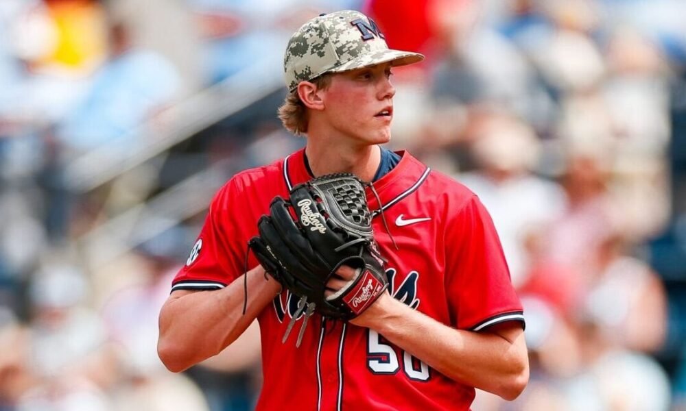 Ole Miss pitcher Taylor Rabe gave up just two runs against LSU in a SEC series game against LSU at Swayze Field in Oxford. | Ole Miss Athletics