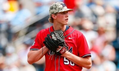Ole Miss pitcher Taylor Rabe gave up just two runs against LSU in a SEC series game against LSU at Swayze Field in Oxford. | Ole Miss Athletics