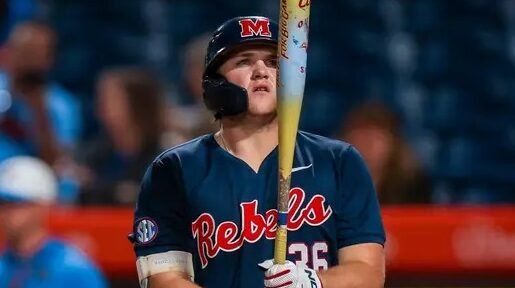 Ole Miss first baseman Will furniss prepares for an at-bat during a SEC game against Florida. | Ole Miss Athletics