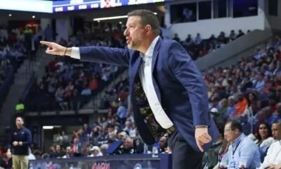 Ole Miss men's basketball coach Chris Beard vs. Auburn in 2026 SEC Tournament in Nashville. | Ole Miss Athletics
