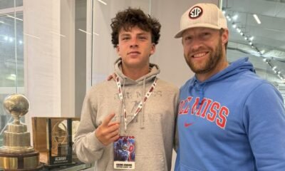 Brentwood (Tenn.) Academy quarterback Crews Jenkins with Ole Miss offensive coordinator John David Baker. | Crews Jenkins/X