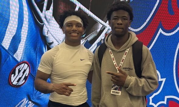 Ole Miss quarterback Trinidad Chambliss, left, with Crawford wide receiver Alvin Mosley. | Alvin Mosley/X