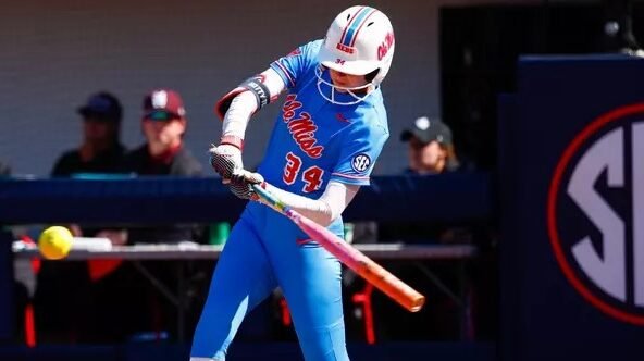 Ole Miss sophomore Rachel Connors hits a game-winning home run to walk off Ole Miss in Oxford. | Ole Miss Athletics